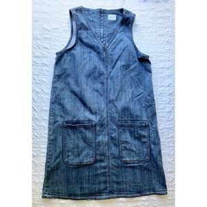 Wrap London Denim Dress Sleeveless Size 10 Jumper Pockets